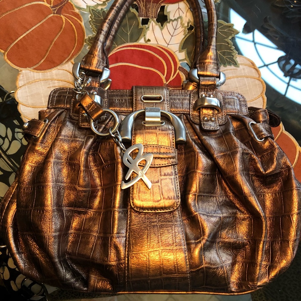 Bronze designer medium size handbag